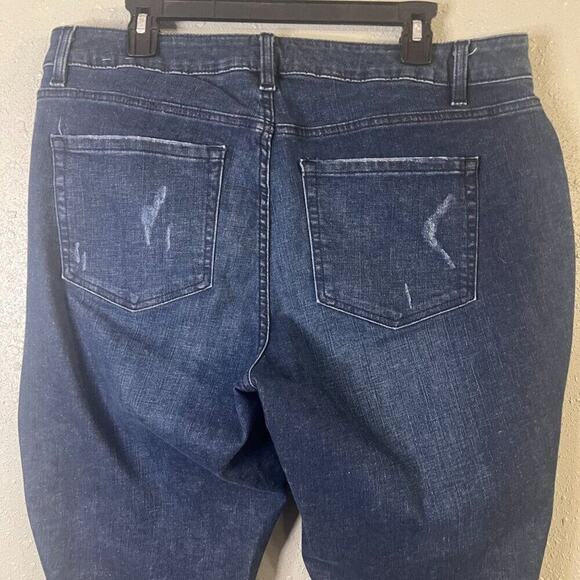 Lane Bryant Skinny Jeans Dark Wash Distressed Denim 18 Regular Retro 90s Feminin - Picture 7 of 10